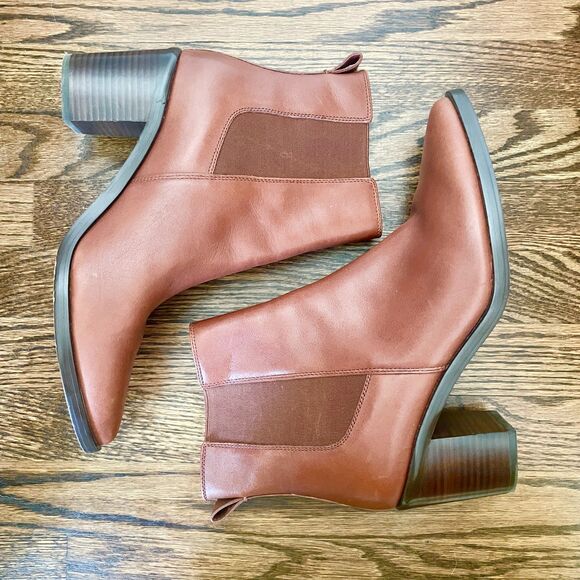 Madewell Elspeth Chelsea Boot Size 12 Brown Leather Heeled Ankle Boot Orig. $198 - Picture 1 of 7